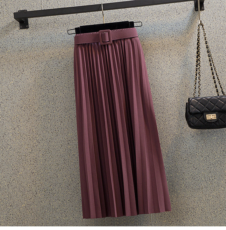 plisirana suknja za žene jesen i zima 2024 novi stil tanka suknja srednje dužine a kroja za žene s velikim porubom plisirana suknja visokog struka
