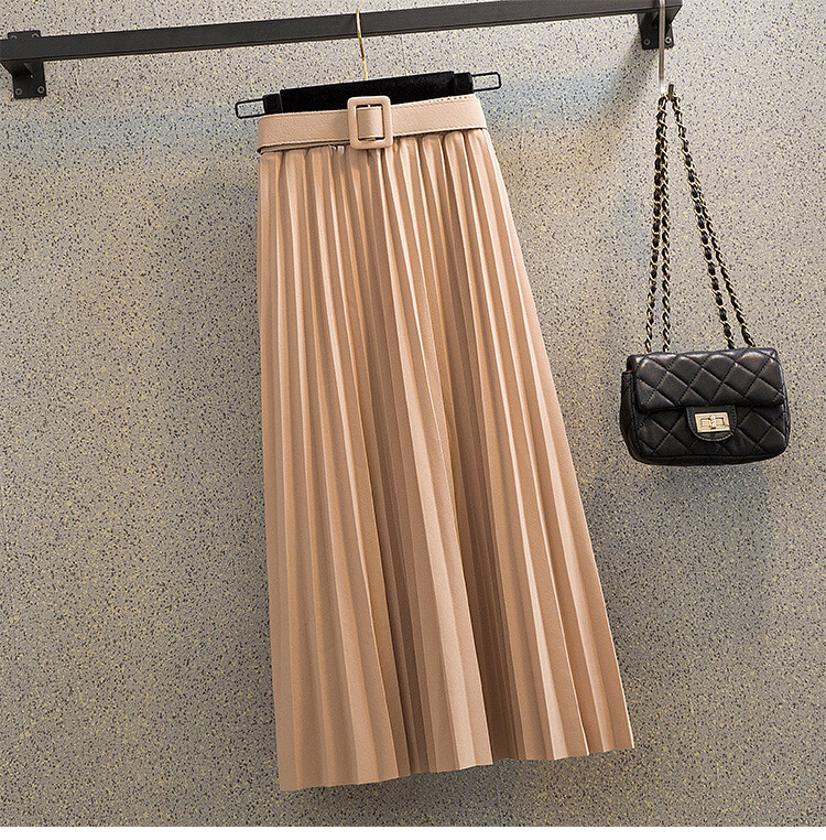 plisirana suknja za žene jesen i zima 2024 novi stil tanka suknja srednje dužine a kroja za žene s velikim porubom plisirana suknja visokog struka