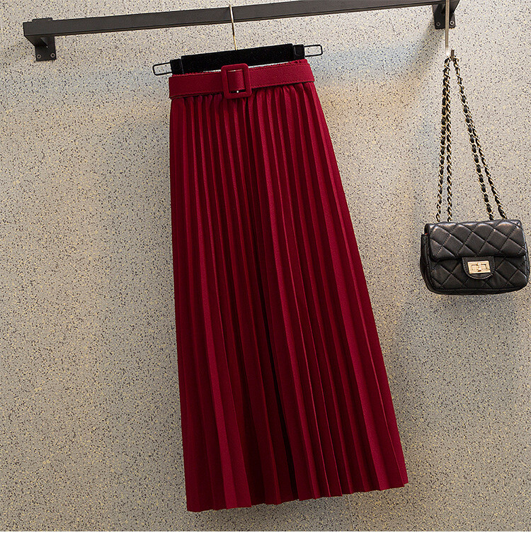 plisirana suknja za žene jesen i zima 2024 novi stil tanka suknja srednje dužine a kroja za žene s velikim porubom plisirana suknja visokog struka