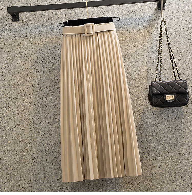 plisirana suknja za žene jesen i zima 2024 novi stil tanka suknja srednje dužine a kroja za žene s velikim porubom plisirana suknja visokog struka