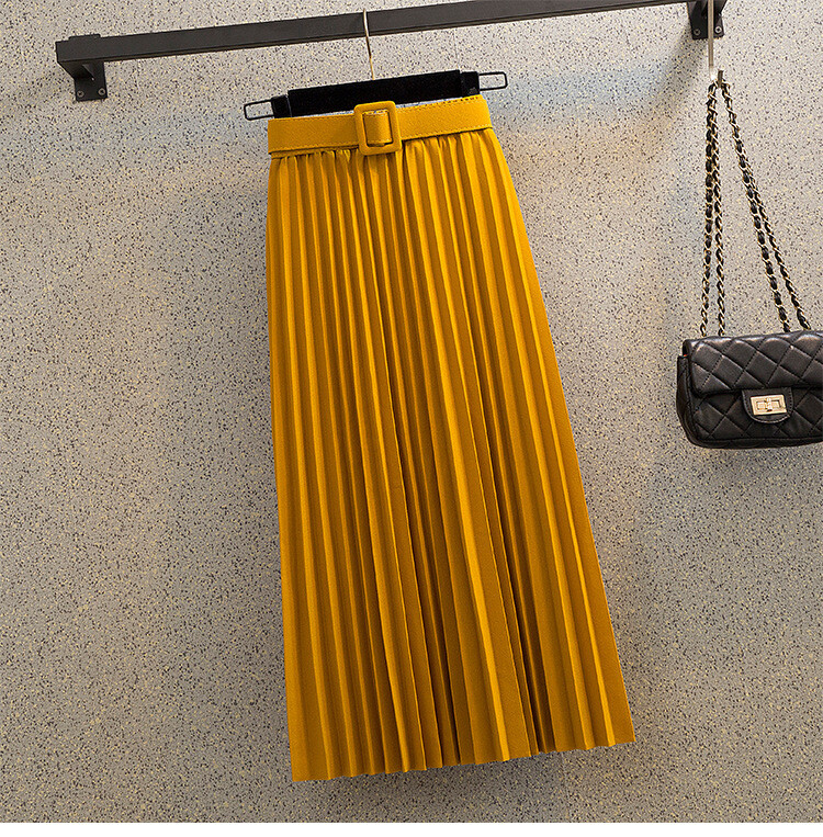 plisirana suknja za žene jesen i zima 2024 novi stil tanka suknja srednje dužine a kroja za žene s velikim porubom plisirana suknja visokog struka