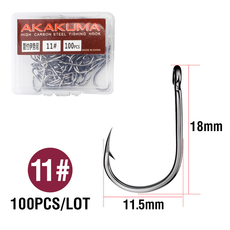 Iseni udice za ribolov s bodljikavom cijevi, 100 komada, jednostruka udica protiv bijega u kutiji, okrugla udica za ribolov, visokougljični čelik