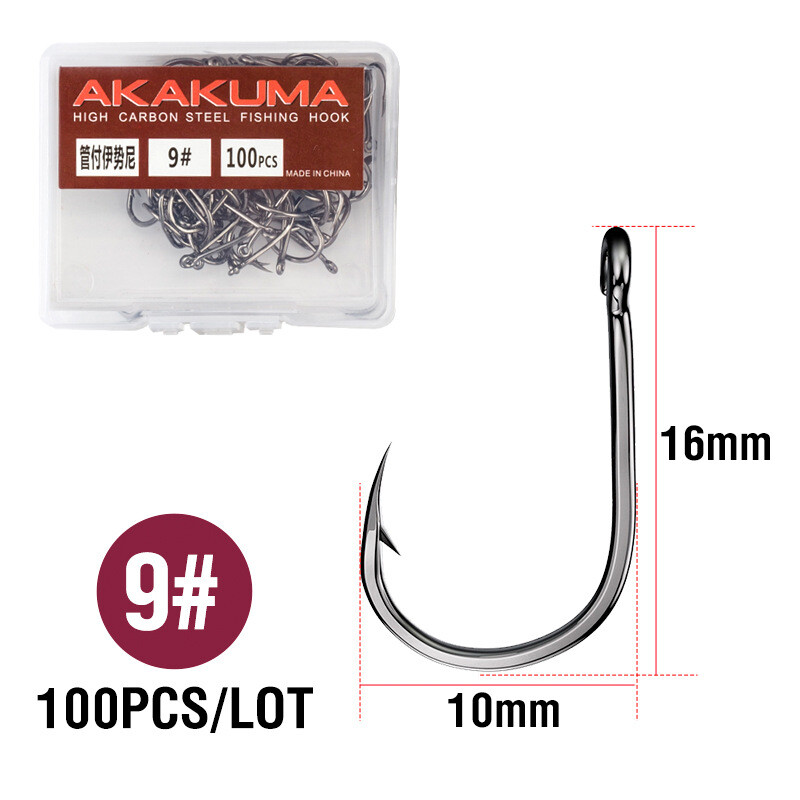 Iseni udice za ribolov s bodljikavom cijevi, 100 komada, jednostruka udica protiv bijega u kutiji, okrugla udica za ribolov, visokougljični čelik