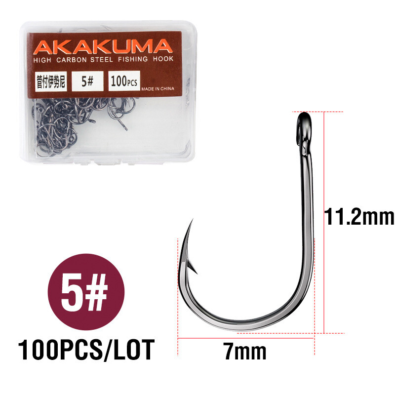 Iseni udice za ribolov s bodljikavom cijevi, 100 komada, jednostruka udica protiv bijega u kutiji, okrugla udica za ribolov, visokougljični čelik