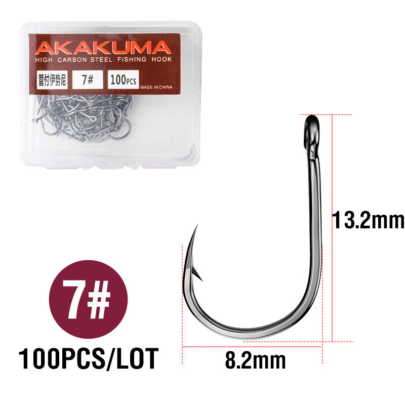 Iseni udice za ribolov s bodljikavom cijevi, 100 komada, jednostruka udica protiv bijega u kutiji, okrugla udica za ribolov, visokougljični čelik