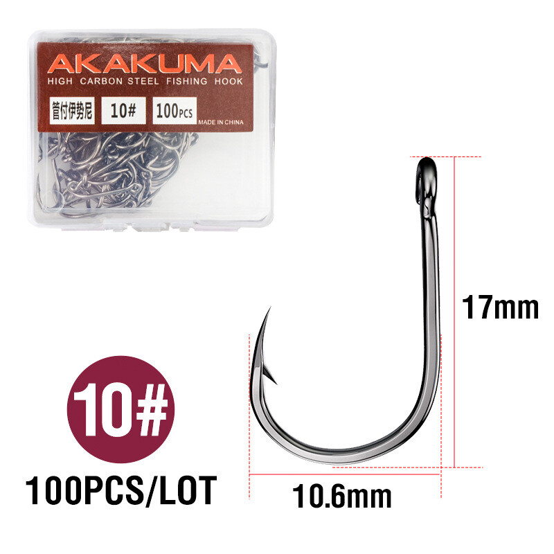 Iseni udice za ribolov s bodljikavom cijevi, 100 komada, jednostruka udica protiv bijega u kutiji, okrugla udica za ribolov, visokougljični čelik