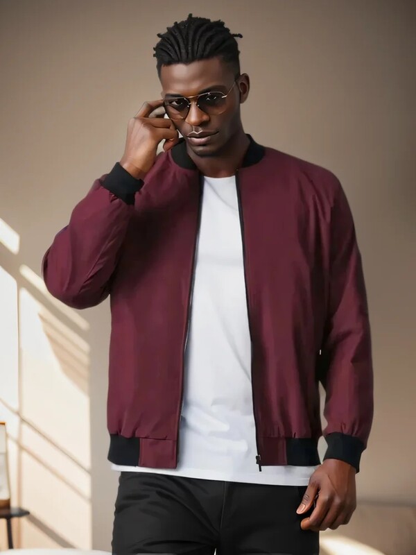 DIMUSI Jachetă de primăvară pentru bărbați, ocazional, pentru bărbați, îmbrăcăminte sport ușoară, jachetă de modă, cu fermoar, cu buzunare