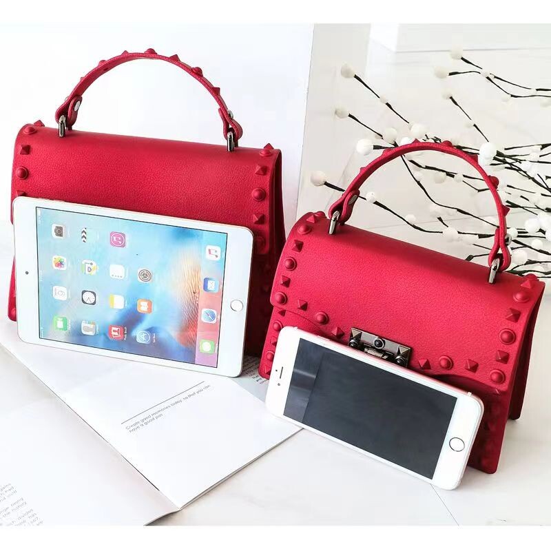 Дамски чанти с нитове Модни закопчалки Crossbody през рамо Bolsos Женски клъч Messenger чанти Портмонета Дамска квадратна чанта за мобилен телефон