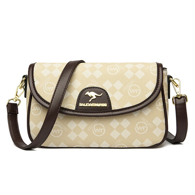 Дамска чанта през рамо с модел на детелина Дамска чанта с двойна презрамка Дълга и къса кафява дизайнерска чанта за рамо с лого на кенгуру