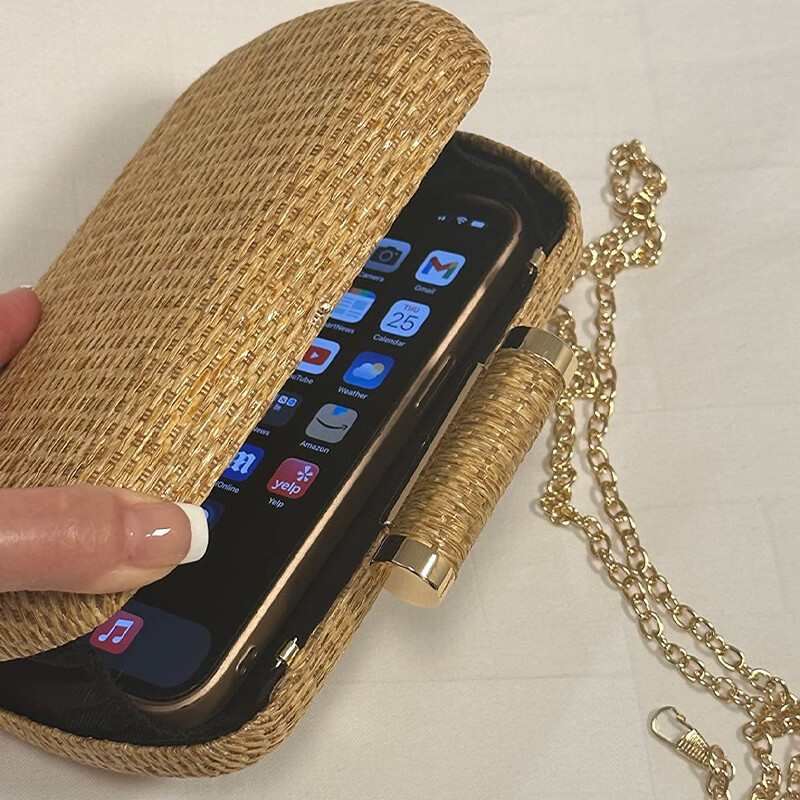 Straw Clutch rahakott naistele pulmadeks käsitsi kootud õhtune õlgedest käekott Peo pulmadeks suveks vitstest õlakottid
