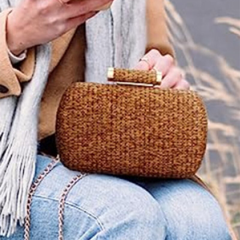 Straw Clutch rahakott naistele pulmadeks käsitsi kootud õhtune õlgedest käekott Peo pulmadeks suveks vitstest õlakottid
