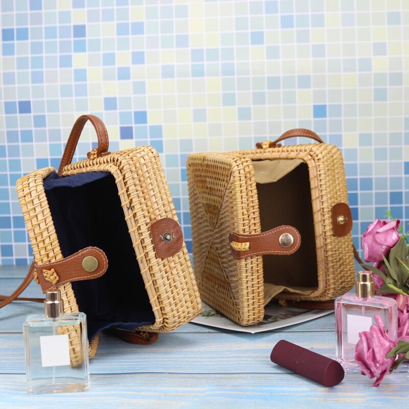 Ručno tkana okrugla torba od ratana s remenom za nošenje preko ramena, prirodna šik torba za putovanja za žene velikog kapaciteta