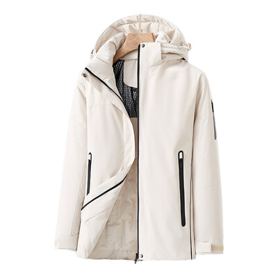 JNLN Jachetă impermeabilă de iarnă pentru bărbați, drumeții, camping, schi, haină caldă, în aer liber, rezistentă la vânt, îmbrăcăminte groasă de lână pentru alpinism