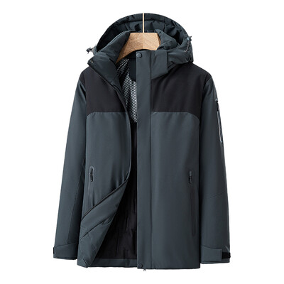 JNLN Jachetă impermeabilă de iarnă pentru bărbați, drumeții, camping, schi, haină caldă, în aer liber, rezistentă la vânt, îmbrăcăminte groasă de lână pentru alpinism