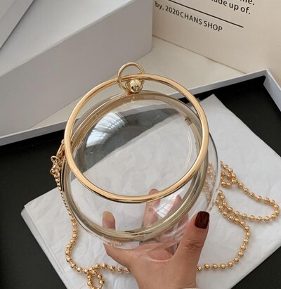 YYW Akrilna okrugla okrugla torba na rame za žene 2024. Novopristigle torbe preko ramena s lancem Prozirne večernje PVC ručne torbice