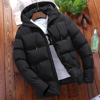 Parka de modă pentru bărbați, pardesiu de iarnă, jachetă ocazională pentru bărbați, jachetă pufă groasă, cu glugă, pentru bărbați.