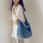 Retro õlakott Naiste Cowboy Crossbody kotid Mood Solid Messenger kotid Naiste Denim Sling Sling kott Suure mahutavusega disainkott