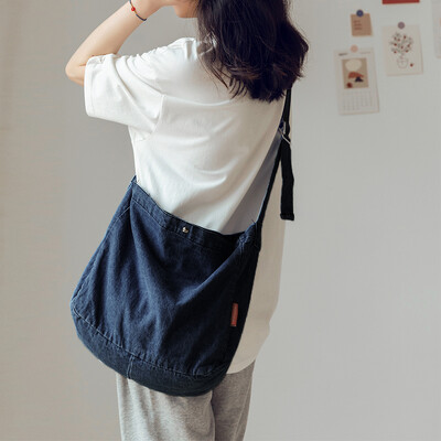 Retro õlakott Naiste Cowboy Crossbody kotid Mood Solid Messenger kotid Naiste Denim Sling Sling kott Suure mahutavusega disainkott