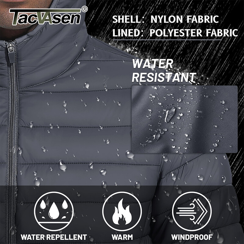 TACVASEN muška pufer jakna s kapuljačom Vodoodbojni topli prošiveni kaput Jesen Zima Lagana vjetrovka Skijanje na snijegu Planinarenje