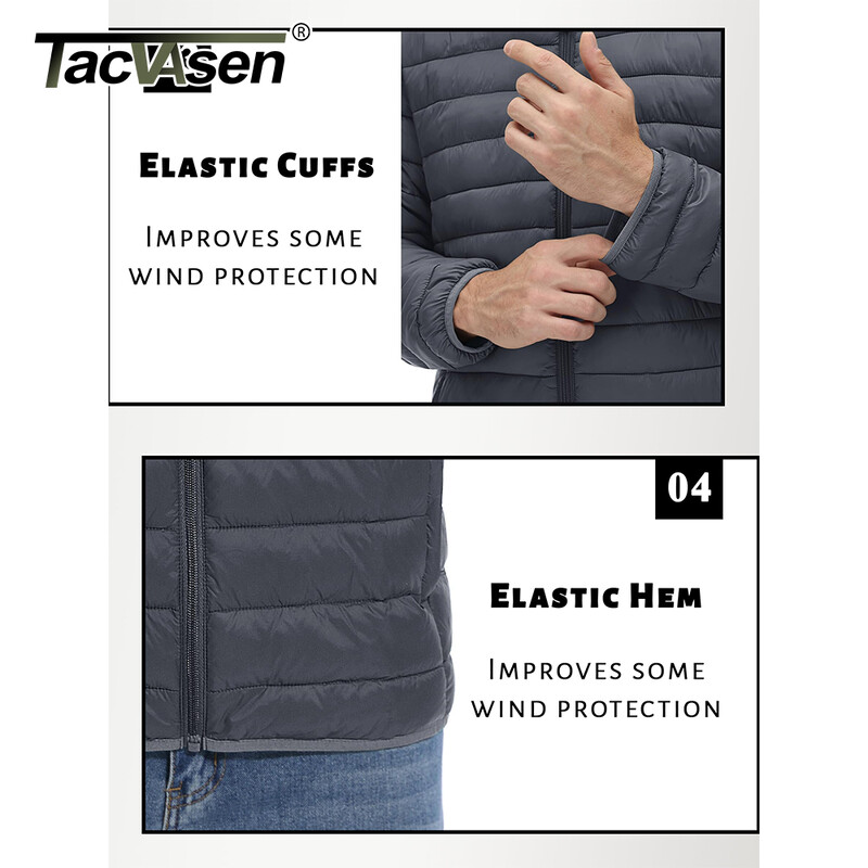 TACVASEN muška pufer jakna s kapuljačom Vodoodbojni topli prošiveni kaput Jesen Zima Lagana vjetrovka Skijanje na snijegu Planinarenje