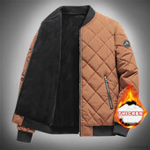 Jesenske podstavljene jakne Muške ležerne jakne Ulična odjeća Jednobojni dijamantni uzorak Topli kaputi Muška bomber jakna s bejzbol ovratnikom 2024