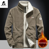 Zimska topla jakna od flisa, muška penjačka jakna s duplim podebljanim džepovima, vanjski visoki ovratnik, otporna na vjetar, skijaška trenirka, kaput, muški