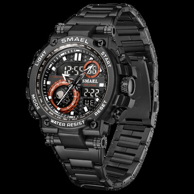 SMAEL Brand 304 roostevabast terasest rihm 8095 mood Sport Quartz elektrooniline kell äratuskellad kahe ajaga kellad