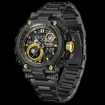 SMAEL Brand 304 roostevabast terasest rihm 8095 mood Sport Quartz elektrooniline kell äratuskellad kahe ajaga kellad