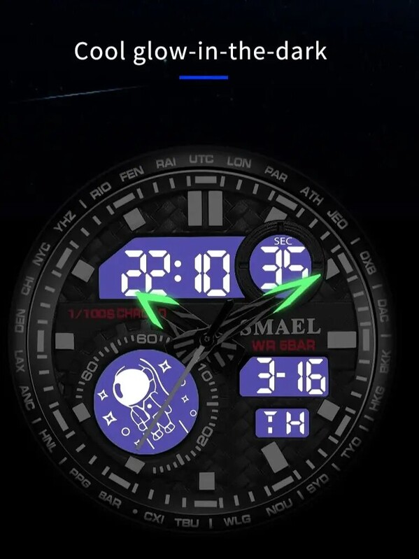 SMAEL Brand 304 roostevabast terasest rihm 8095 mood Sport Quartz elektrooniline kell äratuskellad kahe ajaga kellad