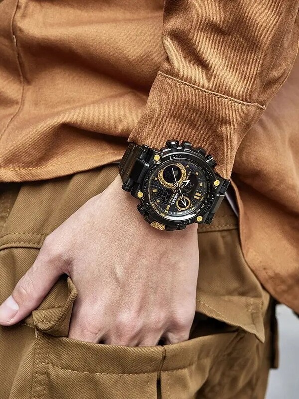 SMAEL Brand 304 roostevabast terasest rihm 8095 mood Sport Quartz elektrooniline kell äratuskellad kahe ajaga kellad