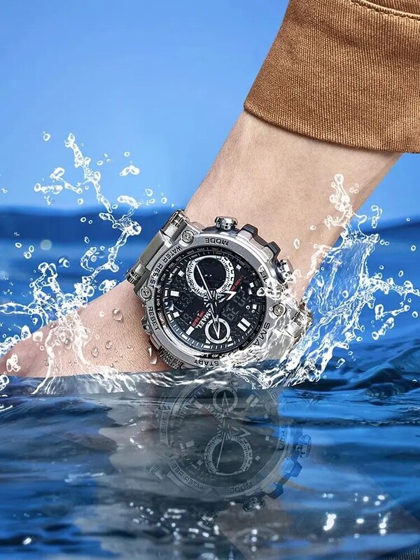 SMAEL Brand 304 roostevabast terasest rihm 8095 mood Sport Quartz elektrooniline kell äratuskellad kahe ajaga kellad