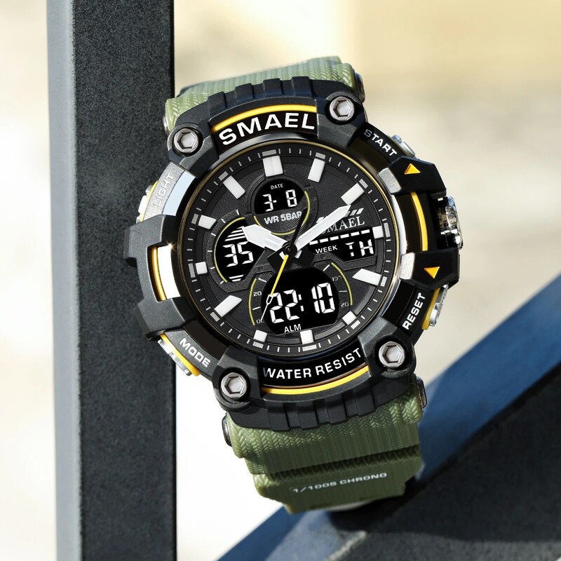 SMAEL brand kvarcni sportski sat sat alarm dvostruki zaslon LED elektronički 50M vodootporni 8079 satovi za muškarce