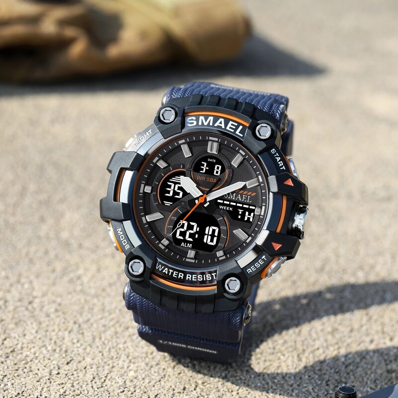 SMAEL brand kvarcni sportski sat sat alarm dvostruki zaslon LED elektronički 50M vodootporni 8079 satovi za muškarce