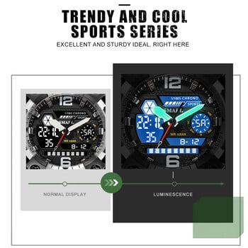 SMAEL Dual Movement Dual Display Sport Electronic Wristwatch Ανδρικό Αδιάβροχο Ψηφιακό ρολόι Quartz Ανδρικό χρονόμετρο