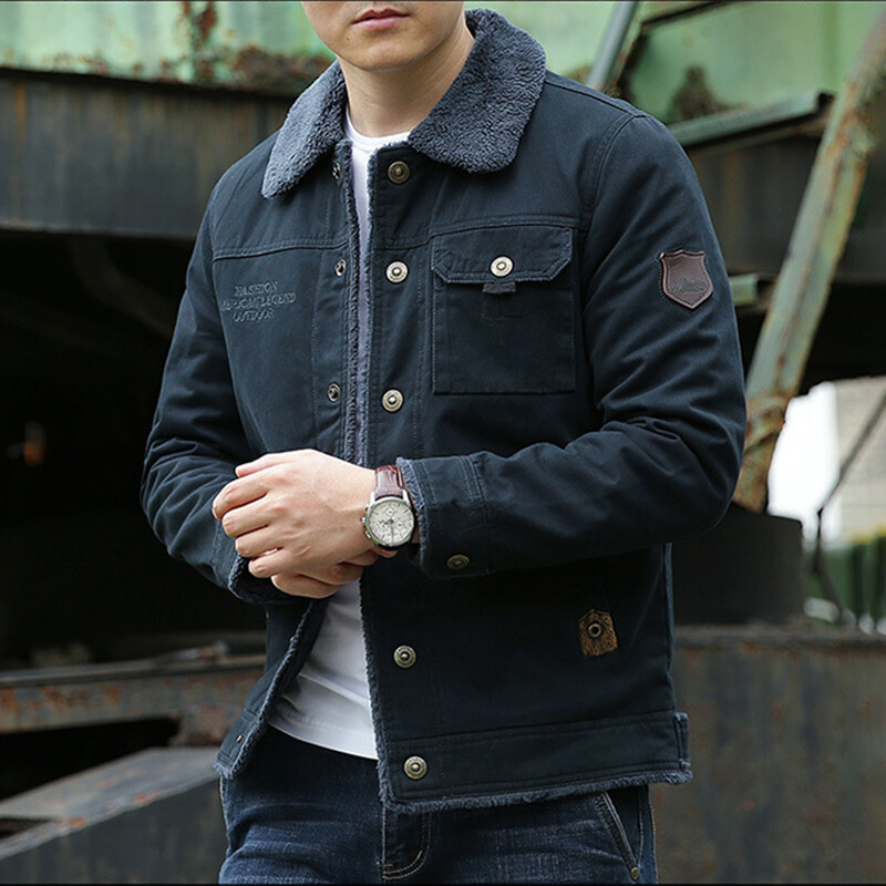 5XL zimska muška taktička jakna s krznenim ovratnikom Topla otporna na vjetar podstavljena vanjska jakna s više džepova, lov, planinarenje, muška radna jakna