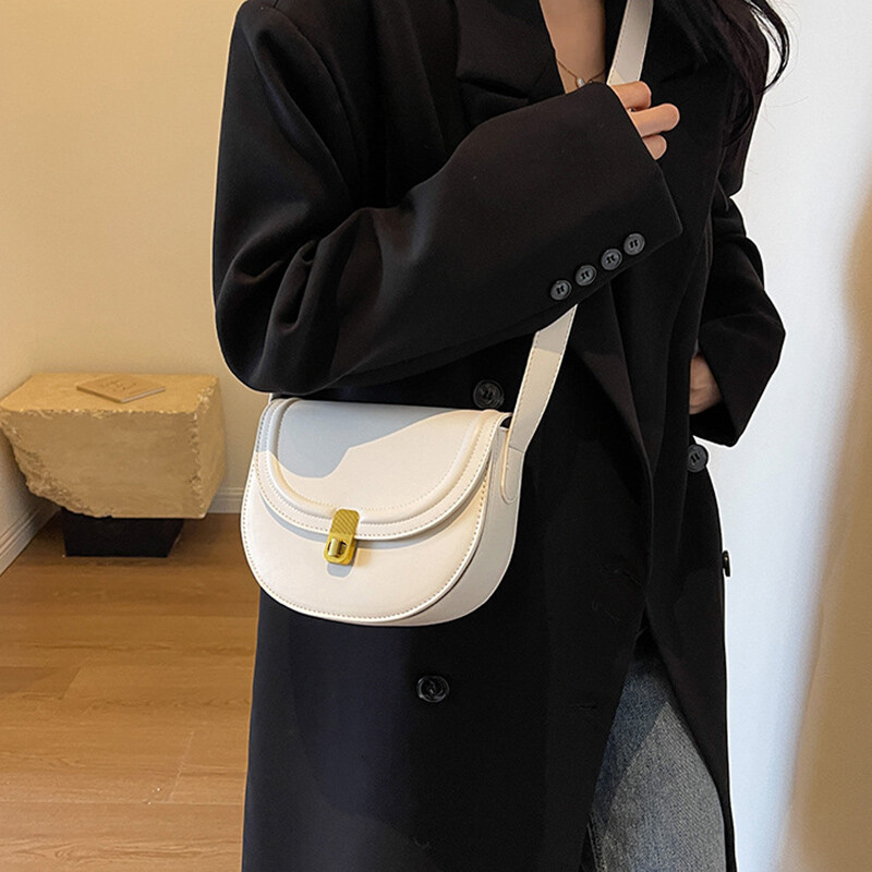 Ženska otmjena jednobojna torba s preklopom od Pu kože Ženska vintage torbica s preklopom na preklop preko ramena