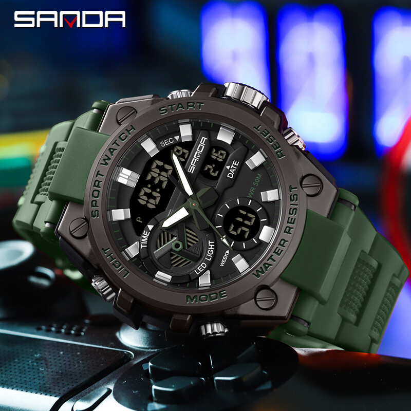 SANDA LED digitalni muški sat G Style Military Sports Electronic Double Display Datum Vodootporni kvarcni sat Relogio Masculino