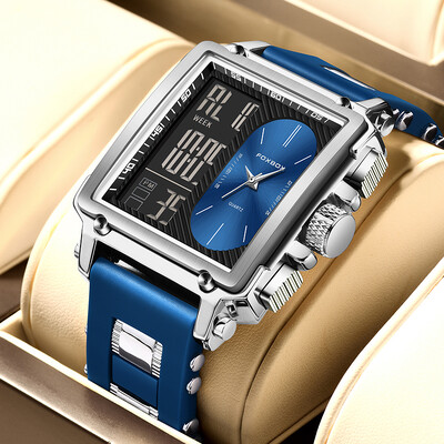 LIGE, μάρκας FOXBOX Fashion Πολυτελές ρολόι σιλικόνης Casual Sport Ηλεκτρονικά ρολόγια χαλαζία για άνδρες αδιάβροχα Εβδομάδα Ημερομηνία Reloj Hombre