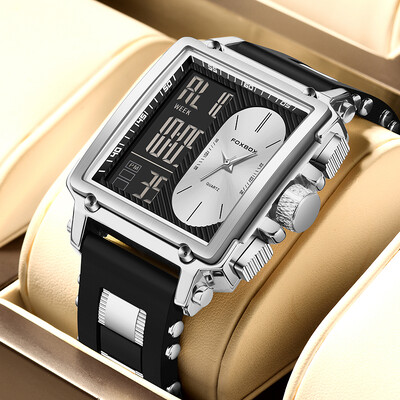 LIGE, μάρκας FOXBOX Fashion Πολυτελές ρολόι σιλικόνης Casual Sport Ηλεκτρονικά ρολόγια χαλαζία για άνδρες αδιάβροχα Εβδομάδα Ημερομηνία Reloj Hombre