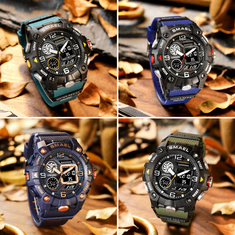 SMAEL Kvarts Kellad Meeste Veekindlus 50 M Sport Wist Kellad Meeste Mood Meeste Elektrooniline Kell Stopper Luminous 8055