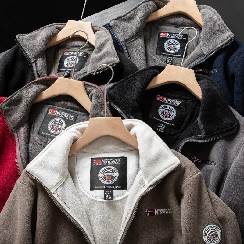 Zimska muška jakna od flisa Visokokvalitetna zadebljana topla jednobojna stojeća kragna Ležerni kaput Muške bomber jakne Veličina 3XL