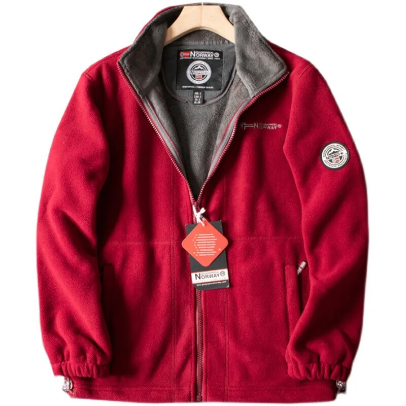 Zimska muška jakna od flisa Visokokvalitetna zadebljana topla jednobojna stojeća kragna Ležerni kaput Muške bomber jakne Veličina 3XL
