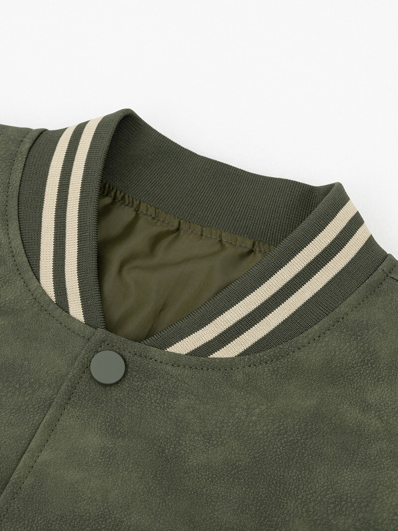 Muška bomber jakna od umjetne kože Slovo "G" Sveučilišna jakna Zelena vintage grafička bejzbol kaputi Muške kožne vanjske jakne