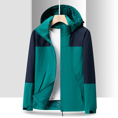 Muškarci, par, vanjska jakna s kapuljačom, odvojiva vanjska odjeća, prozračna jakna dugih rukava, zelena ljubičasta planinarska jakna, velika veličina za djevojke: 5xl 6xl