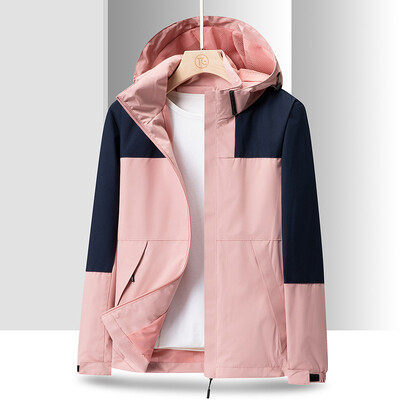 Muškarci, par, vanjska jakna s kapuljačom, odvojiva vanjska odjeća, prozračna jakna dugih rukava, zelena ljubičasta planinarska jakna, velika veličina za djevojke: 5xl 6xl