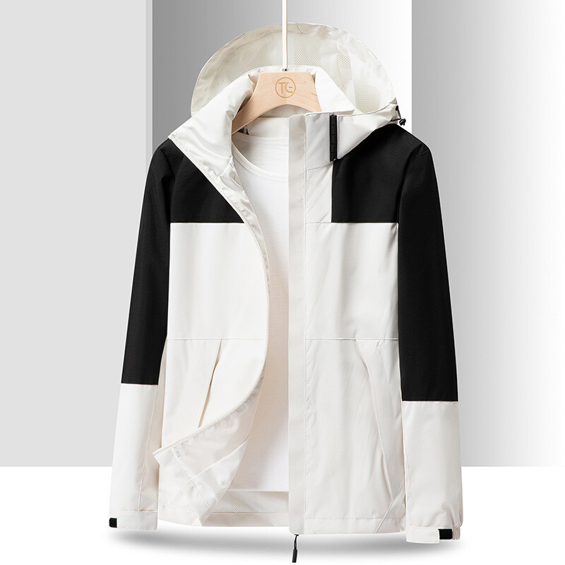 Muškarci, par, vanjska jakna s kapuljačom, odvojiva vanjska odjeća, prozračna jakna dugih rukava, zelena ljubičasta planinarska jakna, velika veličina za djevojke: 5xl 6xl