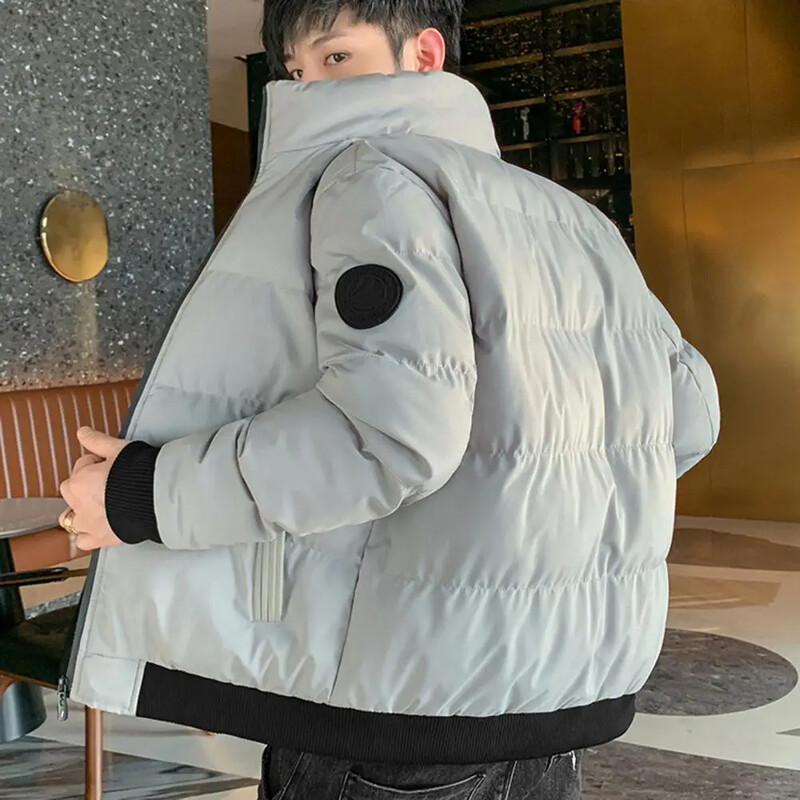Pufer jakna Muški samostojeći ovratnik Ležerna ulična odjeća Podstavljeni pamukom Muški debeli topli kaput Lagana muška ulična muška odjeća