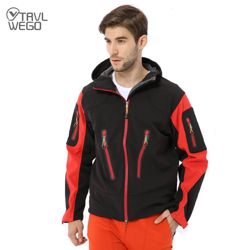 Jachetă de drumeție TRVLWEGO-Softshell pentru bărbați, căptușită cu fleece, impermeabilă, rezistentă la vânt, îmbrăcăminte exterioară ușoară, cu fermoar complet, haină pentru ciclism, de lucru, de camping