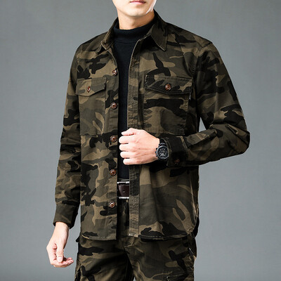 Proljetna jesenska moda američkog stila Kamuflažna vojna vintage muška ležerna košulja Visokokvalitetne debele kargo jakne dugih rukava