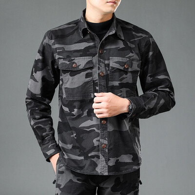 Proljetna jesenska moda američkog stila Kamuflažna vojna vintage muška ležerna košulja Visokokvalitetne debele kargo jakne dugih rukava